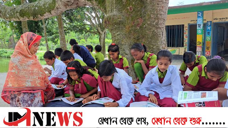 শতবর্ষী স্কুলে কক্ষ সংকট, বটগাছের নিচে পাঠদান