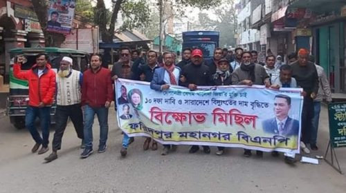 ফরিদপুরে খালেদা জিয়ার মুক্তিসহ ১০ দফা দাবিতে বিএনপির বিক্ষোভ