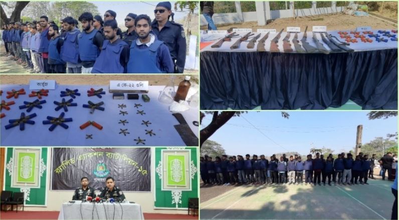বান্দরবানে র‌্যাবের অভিযানে ১৭ জঙ্গিসহ আটক ২০, বিপুল অস্ত্র-গোলাবারুদ জব্দ