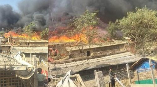 রোহিঙ্গা ক্যাম্পে ‘ডি’ ব্লকে আগুন