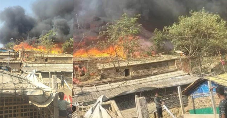 রোহিঙ্গা ক্যাম্পে ‘ডি’ ব্লকে আগুন
